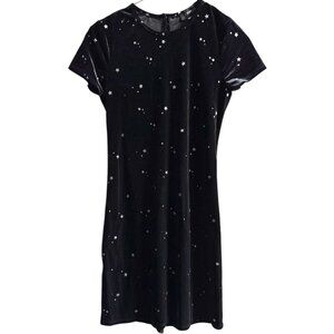 B Darlin Juniors Velvet Dress Sz 0 Silver Glitter Stars Celestial Whimsigoth